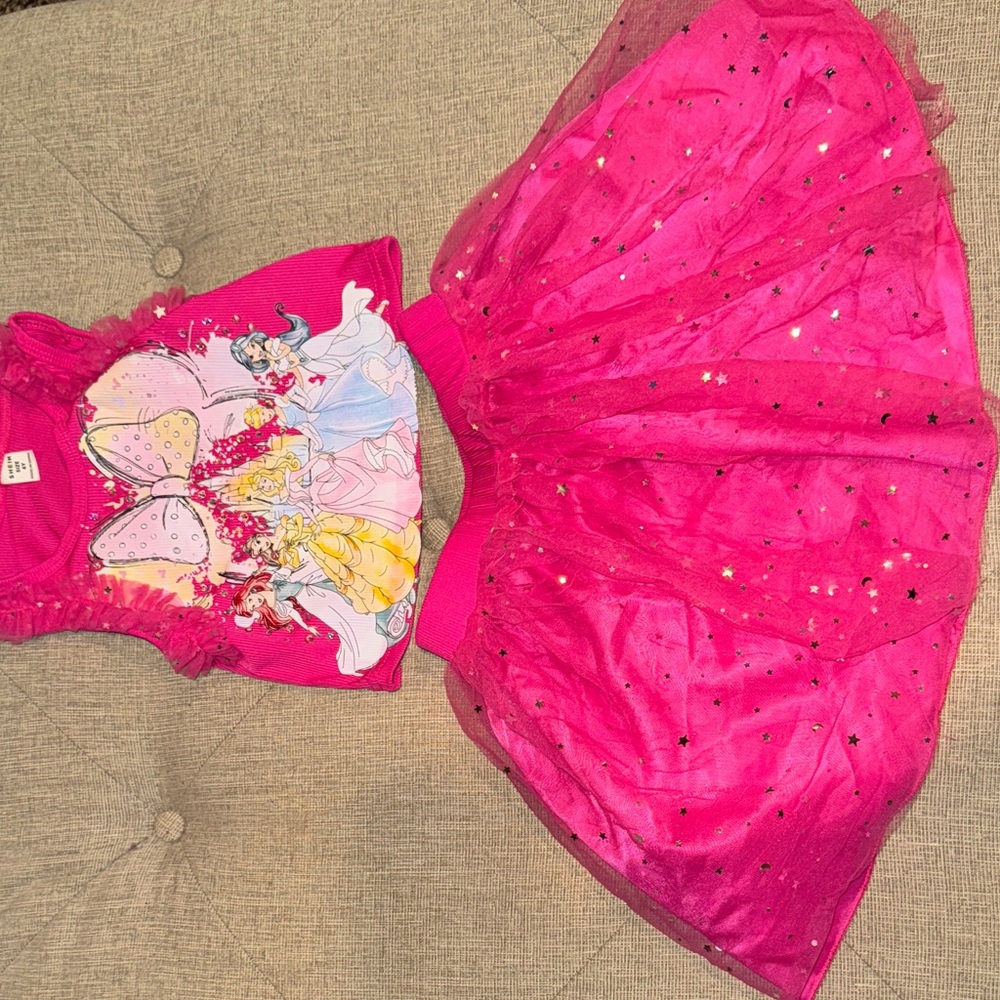 Frozen and Princess Kids Top and Skirt sets - Blue and Pink - Picture 2 of 7